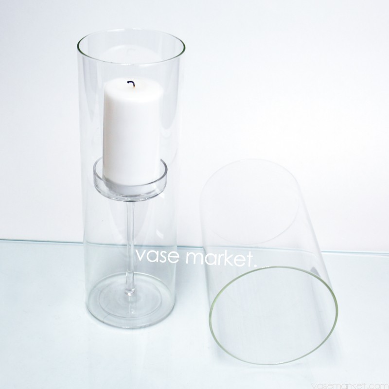 Glass shade over candle holder
