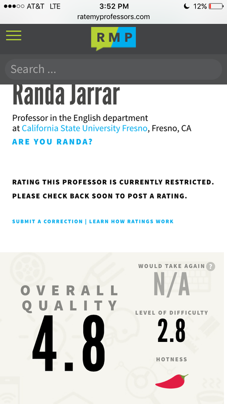 Randa Jarrar Ratemyprofessor Com 24hourcampfire