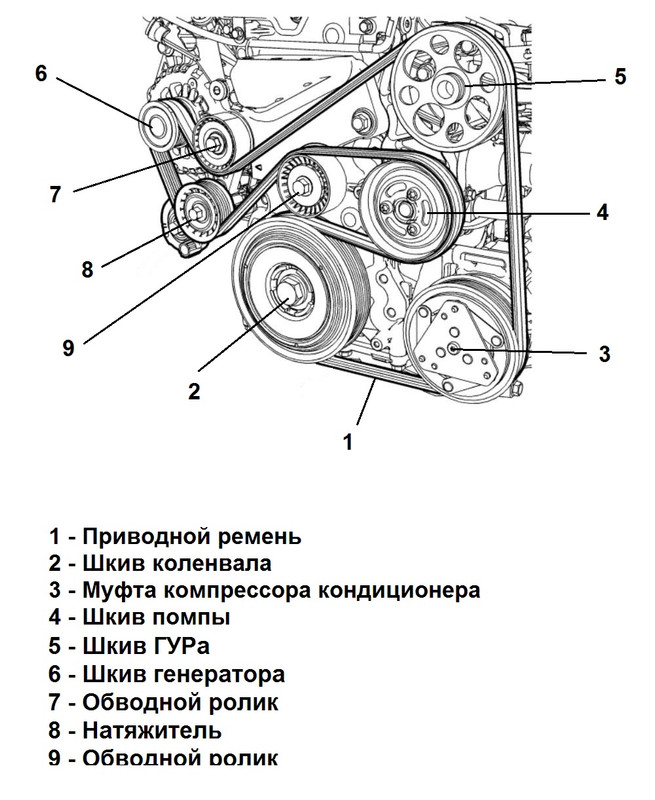Схема обводного ремня хонда аккорд