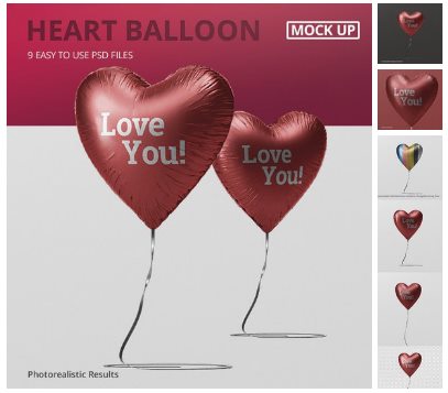 Valentine Heart Balloon Mockups