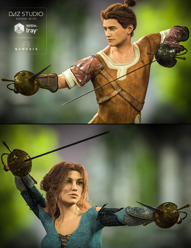 Cazoleta Swords and Poses for Genesis 3 Male(s) and Female(s)