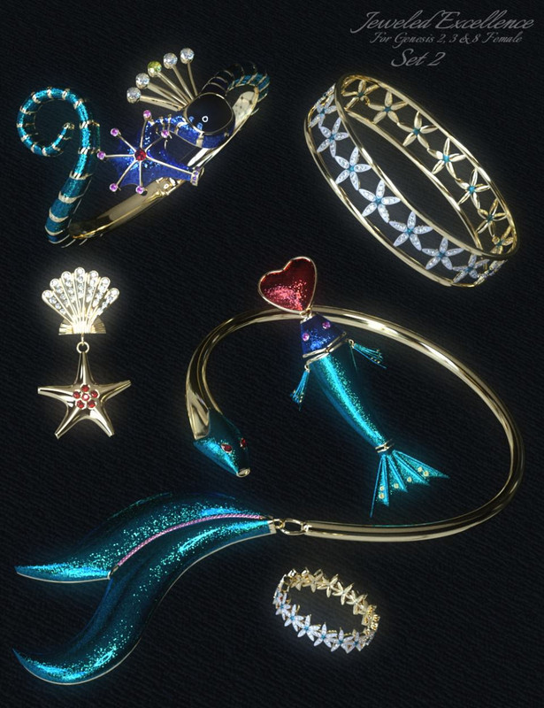 Jeweled Excellence Set 02 for Genesis 2, 3 and 8 Females Jeweled Excellence Set 02 for Genesis 2, 3 and 8 Females